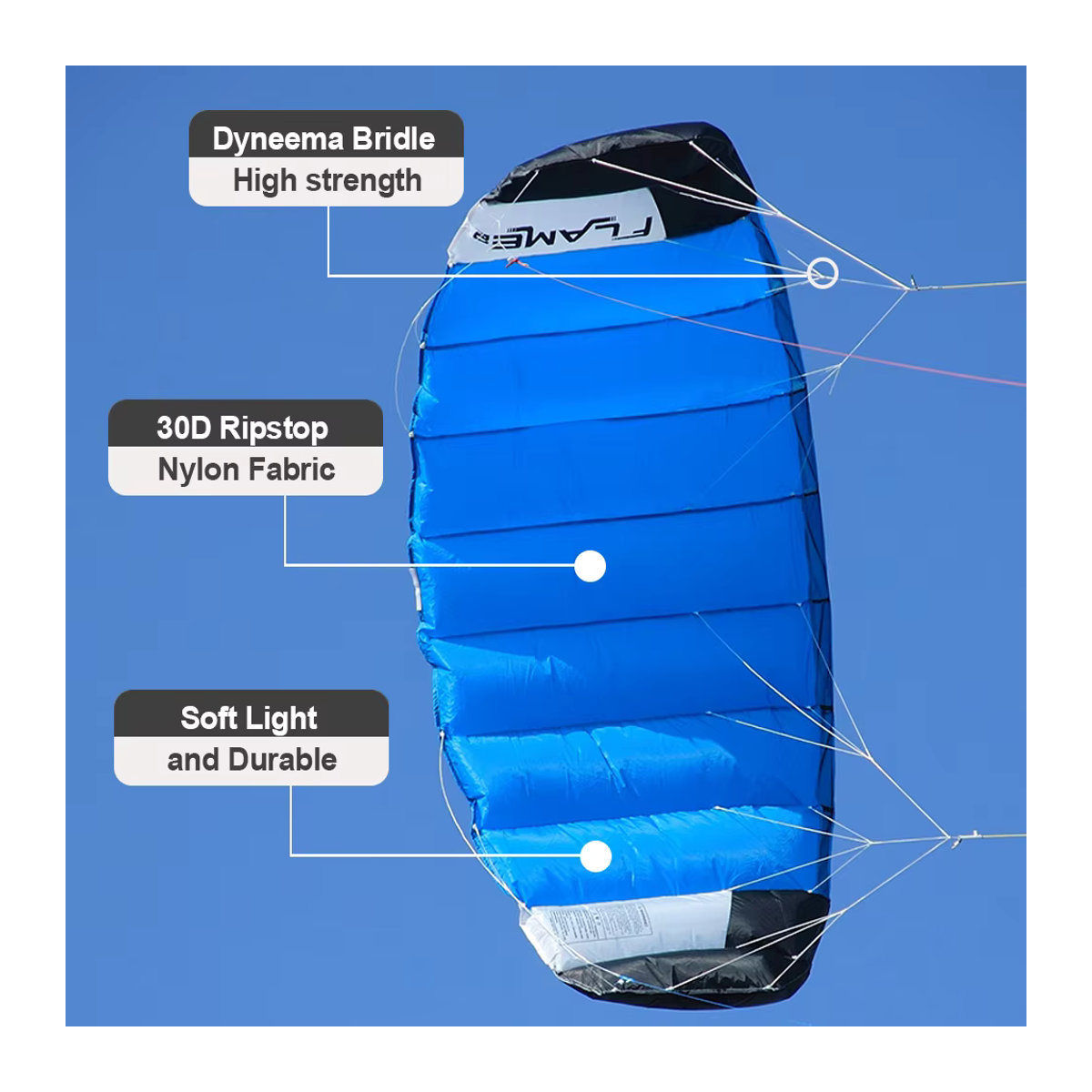 9KM DWLIFE 4-Linien Power-Trainer Drachen mit Dyneema-Fluglinien und Tasche, professioneller Traktionsdrachen mit 20 m Leinen - Bild 2