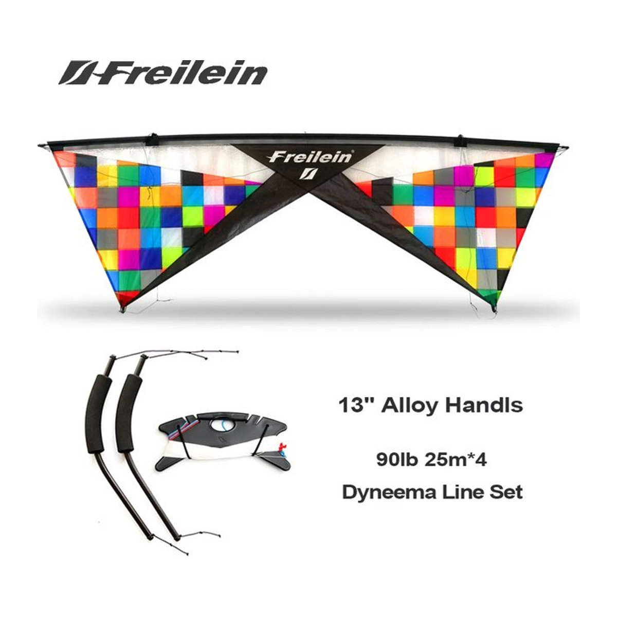 9KM DWLIFE Mosaik-Quad-Line Stunt-Drachen akrobatischer Show-Sportdrachen mit 9 km Spectra-Linien und Tasche - Bild 1