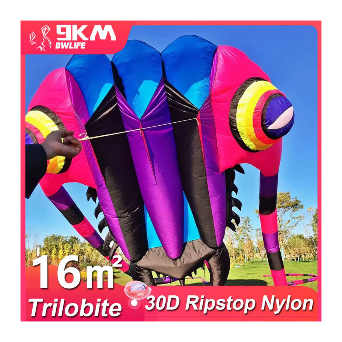 9KM DWLIFE Trilobit Aufblasbarer Show-Drachen aus Ripstop-Nylon für Festivals und Events mit 16 m2 Fläche - Bild 1