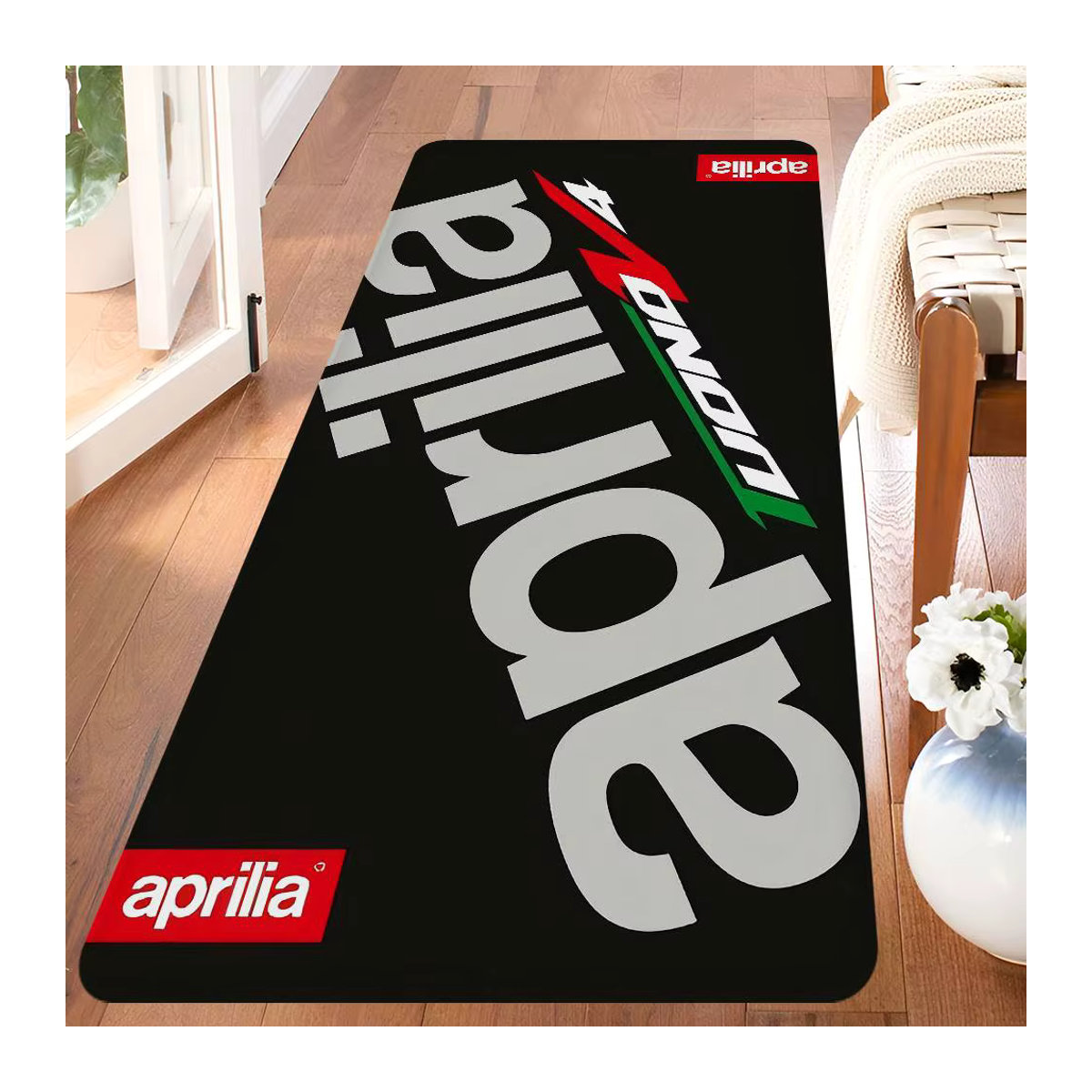 A-ApriliaS Motorcycles Eingangstürmatte im nordischen Stil, Schwarz, rutschfest und modern - Bild 2