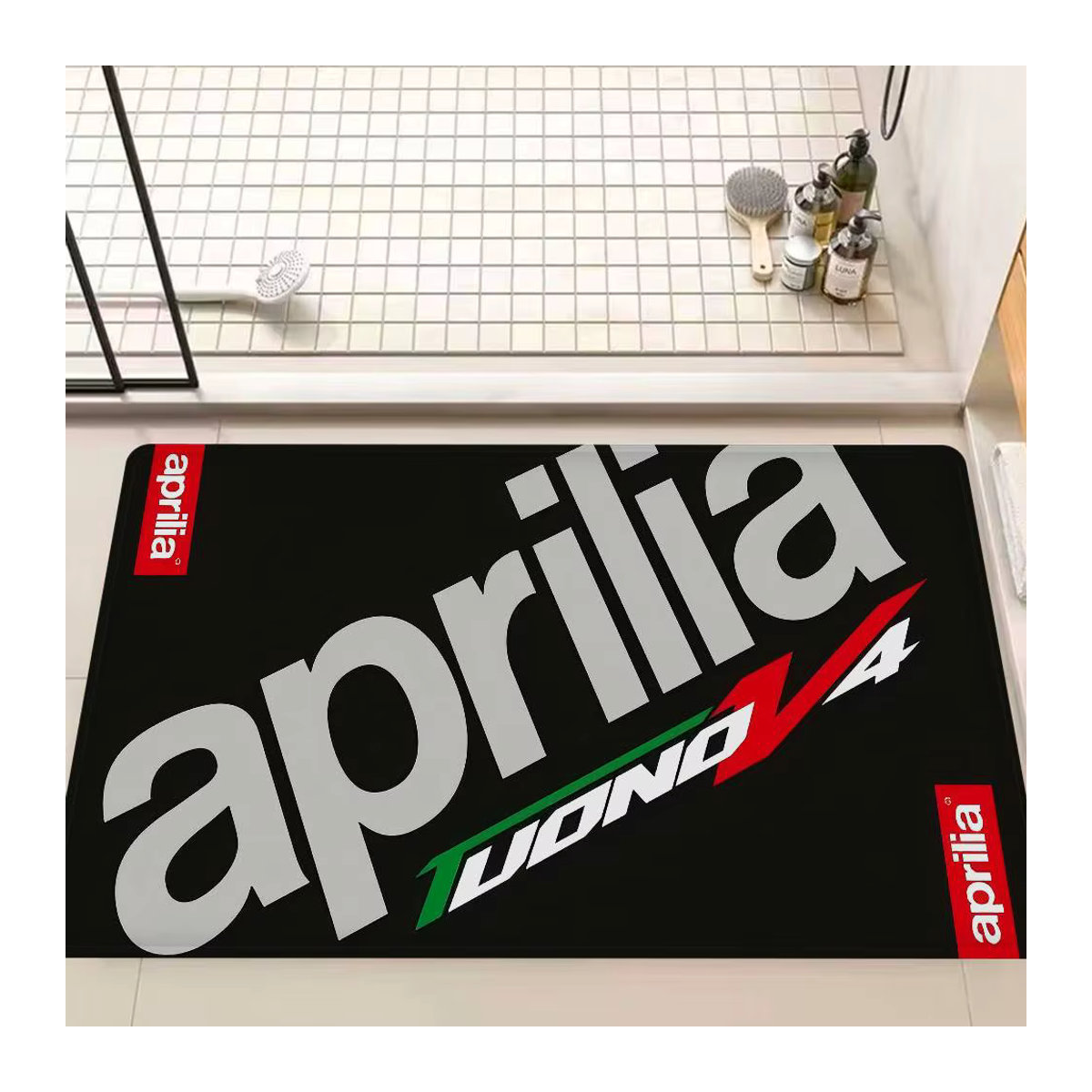 A-ApriliaS Motorcycles Eingangstürmatte im nordischen Stil, Schwarz, rutschfest und modern - Bild 5