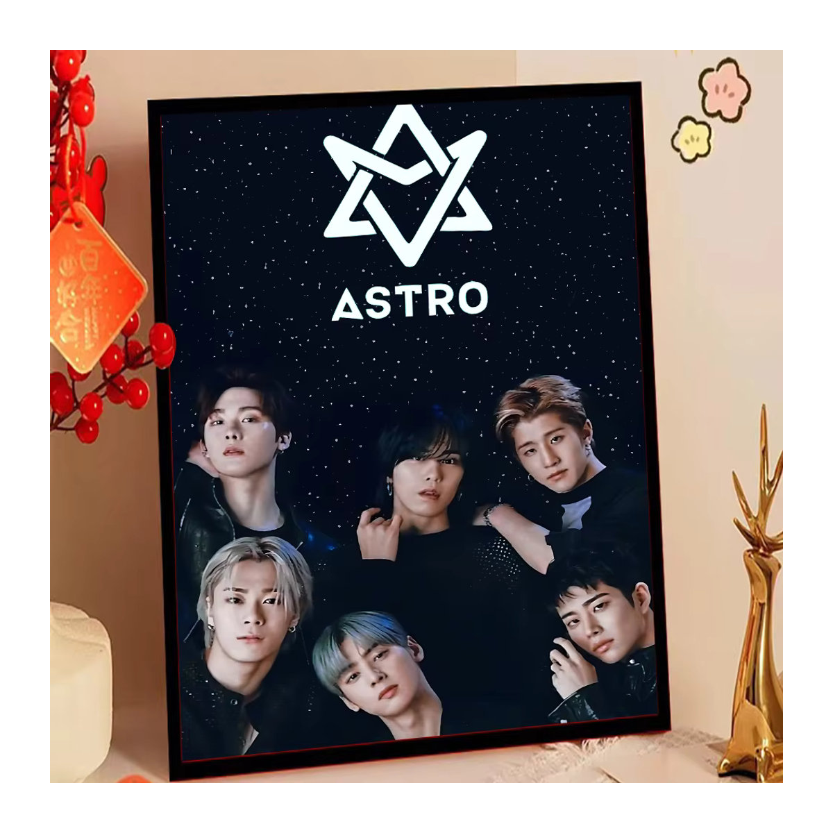 A-Astro Kpop Poster wasserfester Papieraufkleber für Wandmontage in Schwarz, Hochformat - Bild 4