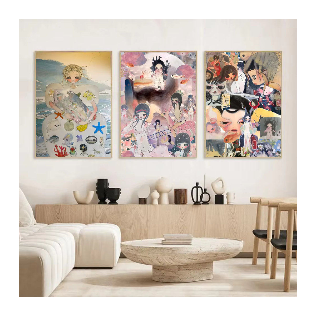 A-Aya Takano Wanddekoration Mehrfarbiges Poster aus Papier als selbstklebender wasserfester Aufkleber in Rechteckform - Bild 2