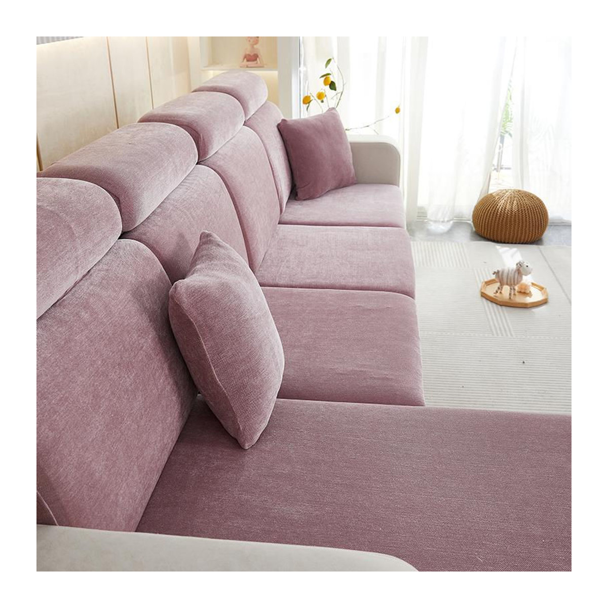 A Family Of Home Textiles Luxus-Sofa-Sitzkissenbezug in L-Form, elastisch und staubdicht, dunkelgrau - Bild 2