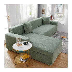 A Family Of Home Textiles Stretch-Jacquard-Spandex-Sofabezug in L-Form für Ecksofas und Bänke, wasserdicht und elastisch, cyanblau