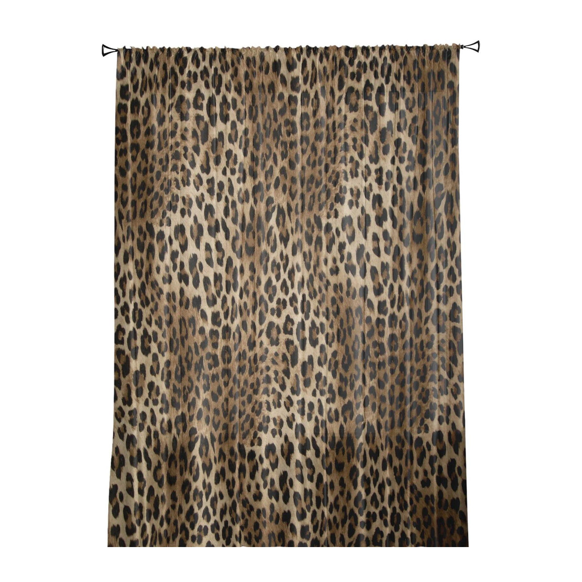 A Family Of Home Textiles Transparente Tüllvorhänge mit Leopardenmuster in Braun für Wohnzimmer und Schlafzimmer B: 135 cm, H: 114 cm, 2er-Set - Bild 6