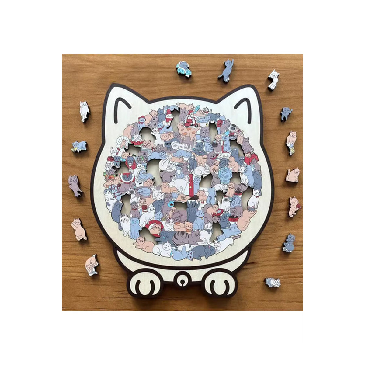 A-Nice 135-teiliges Holzpuzzle in Katzenform mit Tierprint in Morandi-Farben für Dekoration und Spiele - Bild 6