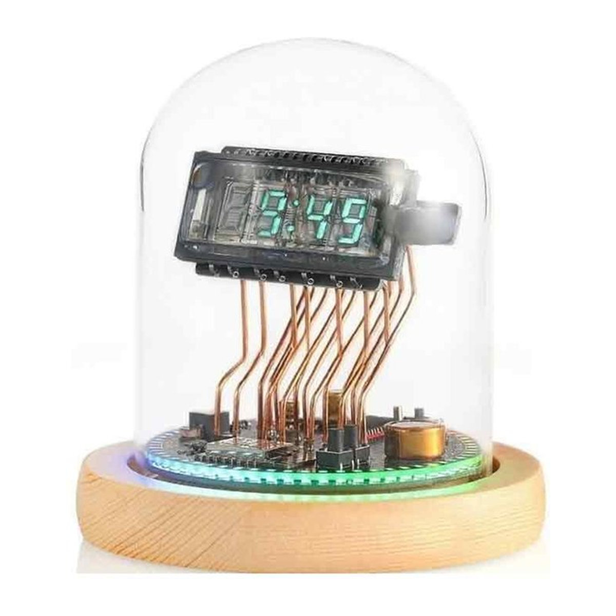 A93Z LED Digitaluhr im Nixie-Röhren-Retro-Design aus Holz, mehrfarbig - Bild 1