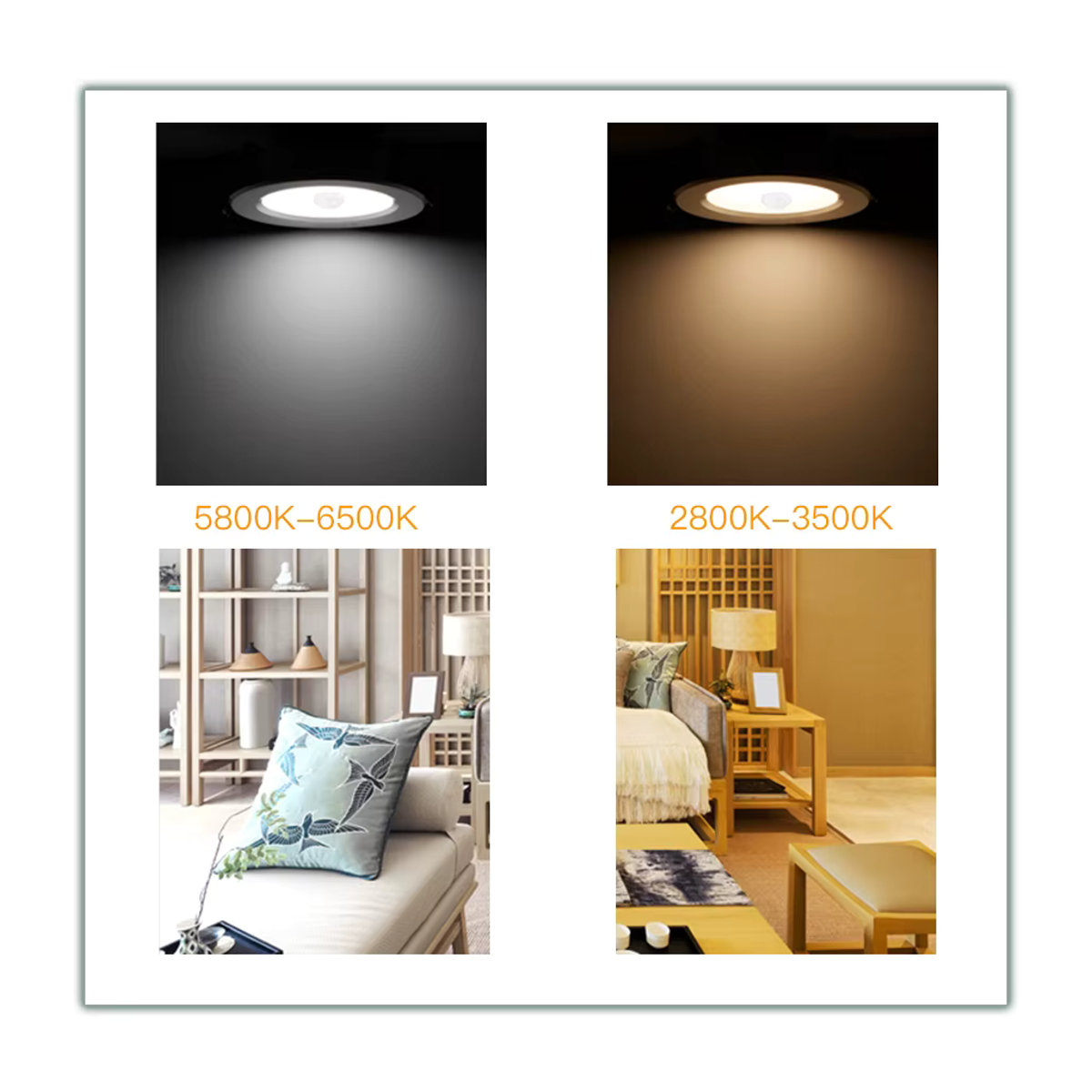 Aamasun LED Einbaustrahler mit PIR-Bewegungsmelder in Weiß, minimalistisches Acryl-Design, 15 W - Bild 3