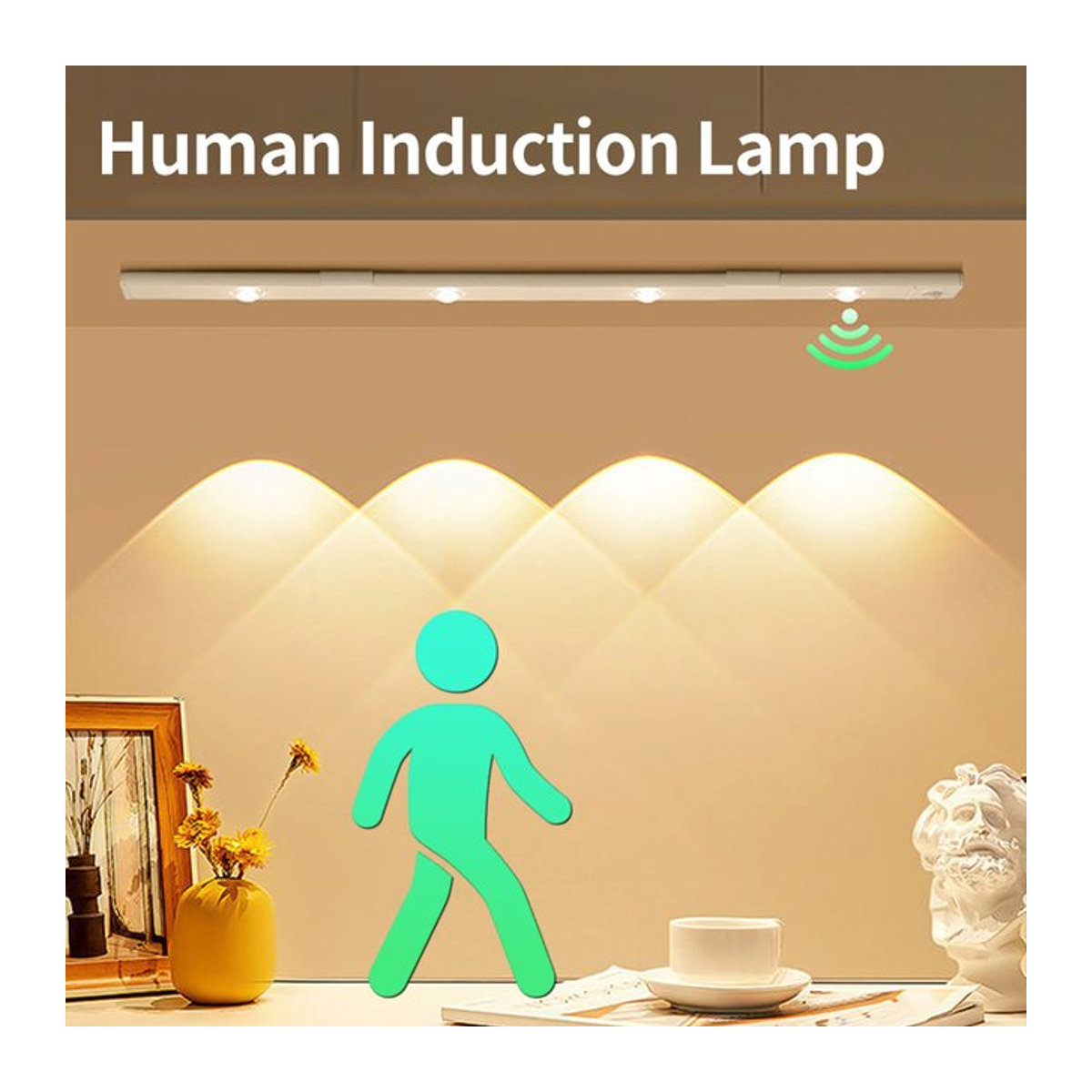 Aamasun LED Möbelbeleuchtung mit Bewegungssensor, wiederaufladbare Balkenleuchte in Weiß, 20 cm - Bild 1