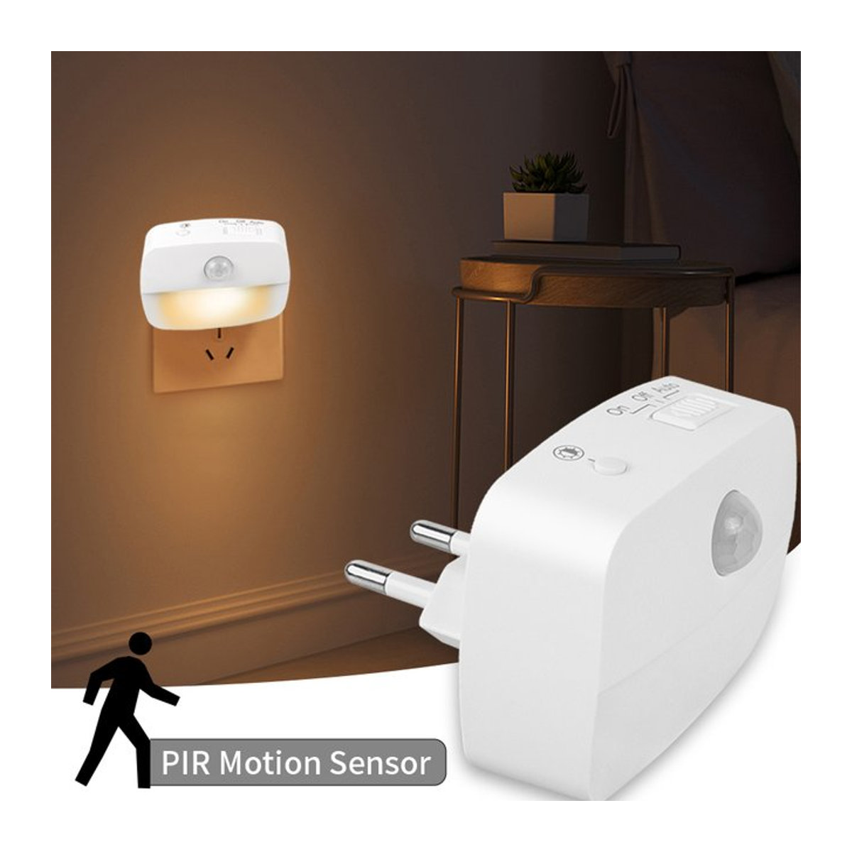 Aamasun LED-Nachtlicht mit Bewegungsmelder in Weiß, minimalistisches Wandlicht für Flur, Treppe und Schlafzimmer mit EU-Stecker - Bild 1
