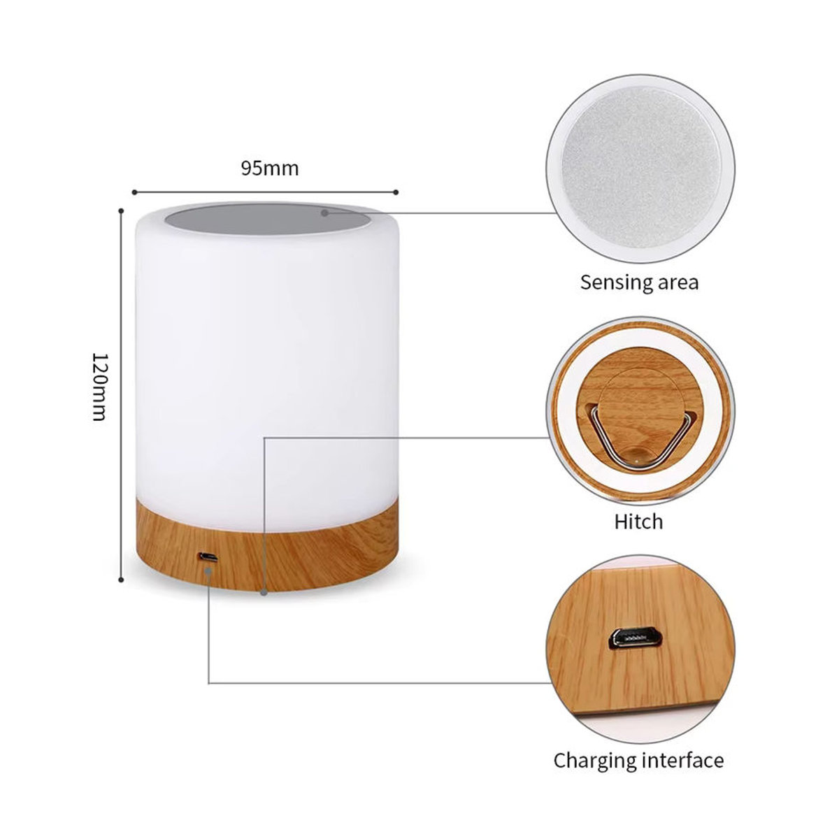 Aamasun RGB LED Nachttischlampe mit Farbwechsel und Touch-Steuerung, dimmbar und USB wiederaufladbar, bunt, minimalistisches Design - Bild 2