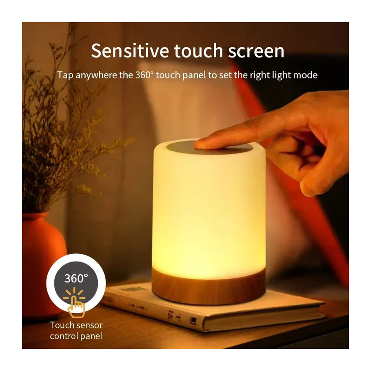 Aamasun RGB LED Nachttischlampe mit Farbwechsel und Touch-Steuerung, dimmbar und USB wiederaufladbar, bunt, minimalistisches Design - Bild 3