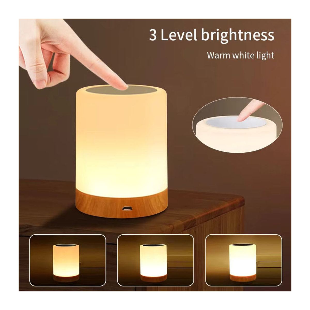 Aamasun RGB LED Nachttischlampe mit Farbwechsel und Touch-Steuerung, dimmbar und USB wiederaufladbar, bunt, minimalistisches Design - Bild 4