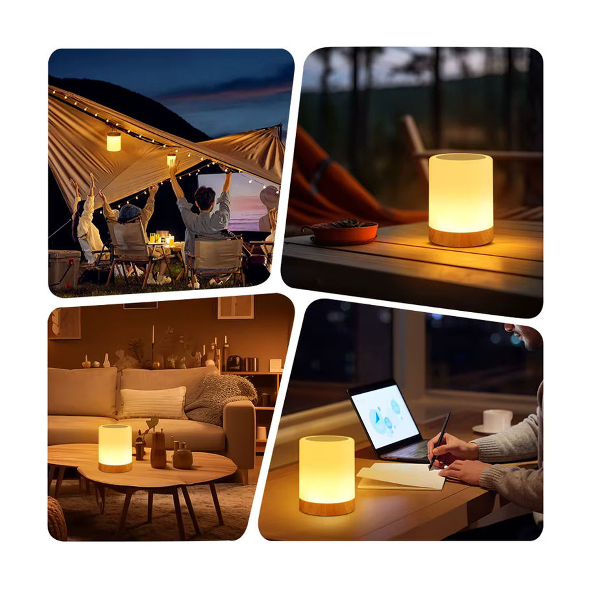 Aamasun RGB LED Nachttischlampe mit Farbwechsel und Touch-Steuerung, dimmbar und USB wiederaufladbar, bunt, minimalistisches Design - Bild 6