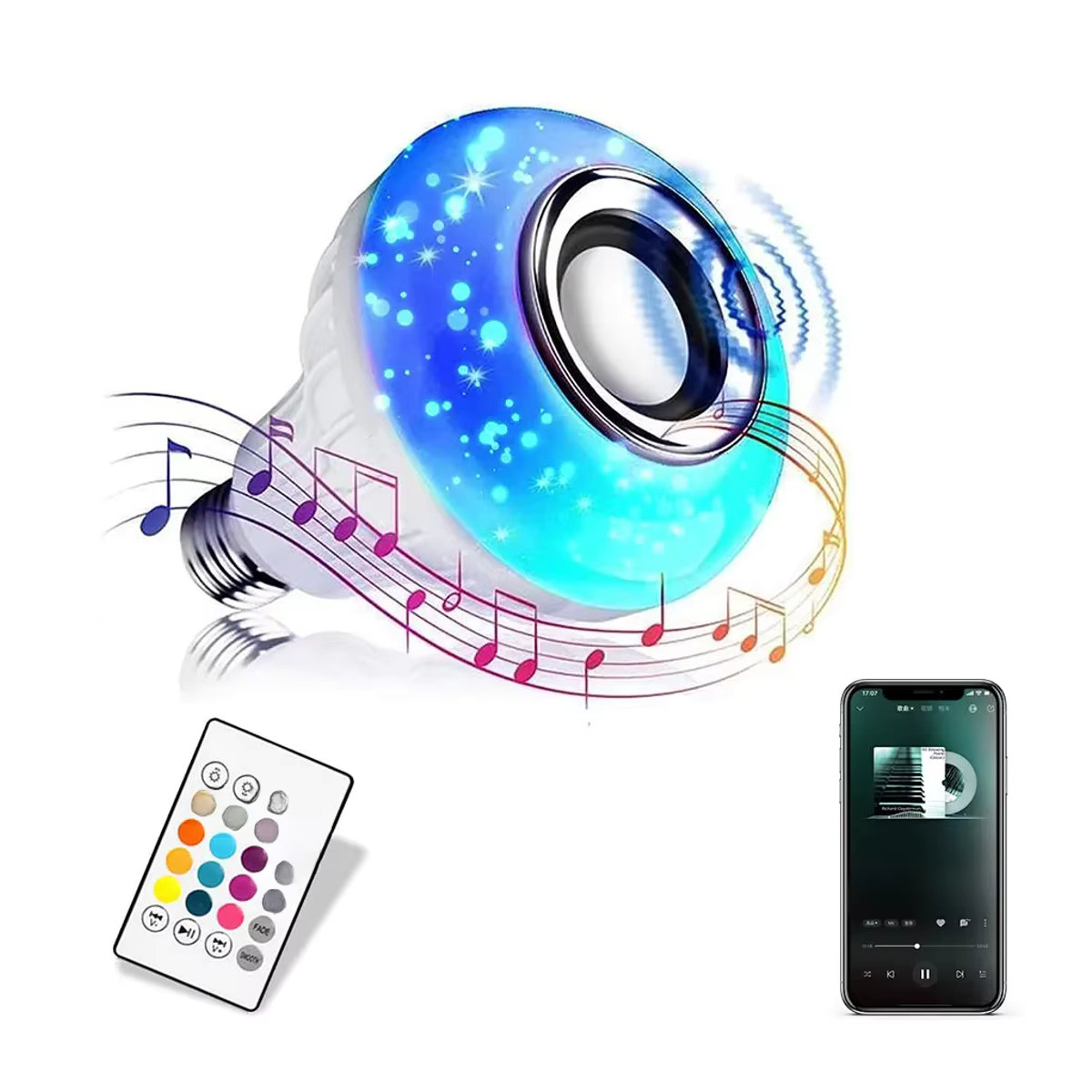 Aamasun Smart-Lampe mit integriertem Bluetooth Lautsprecher und RGB Farbwechsel in Bunt - Bild 5