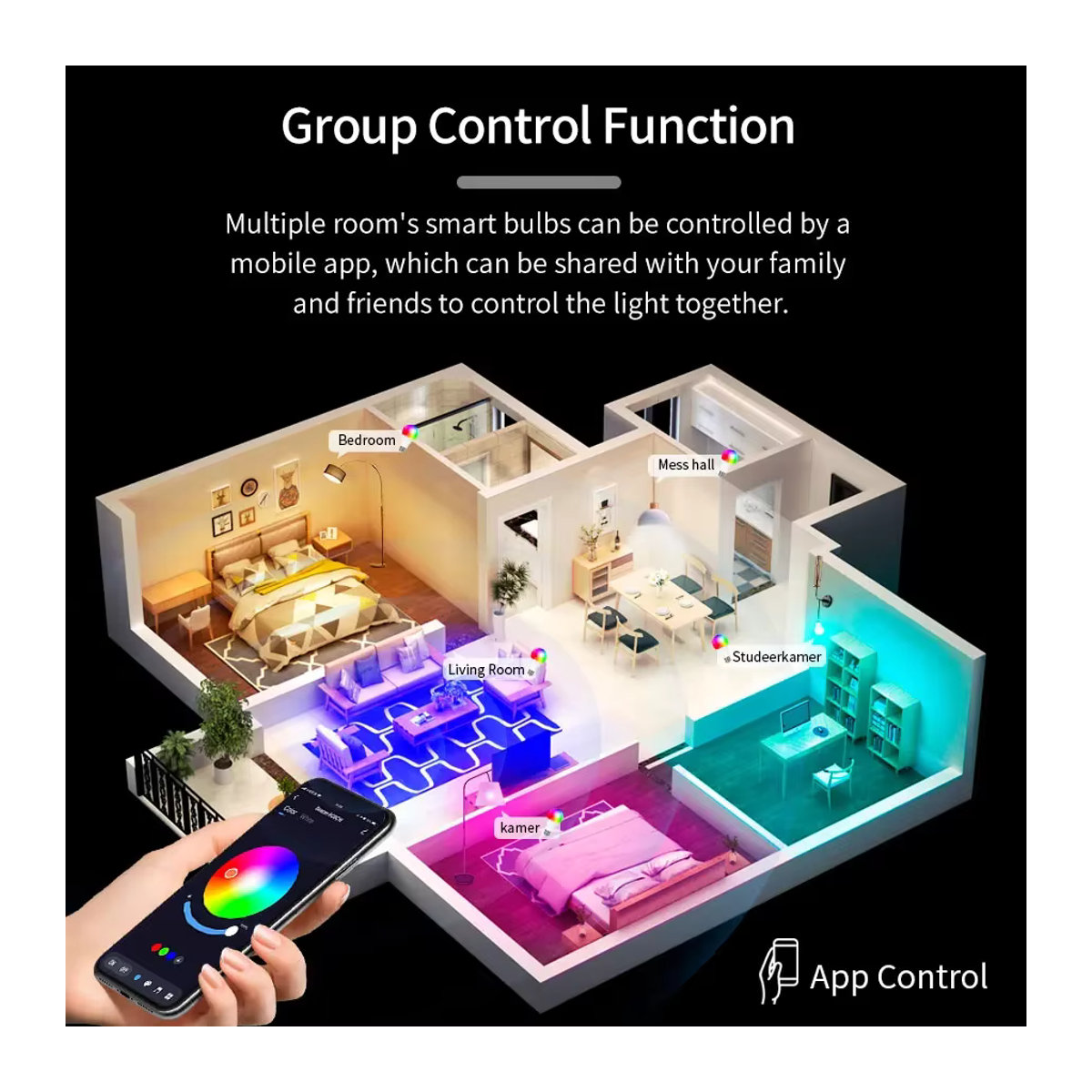 Aamasun Smart LED Lampe E27 RGB Bunt mit Tuya Smart Life App Steuerung und Timer Funktion, dimmbar - Bild 3