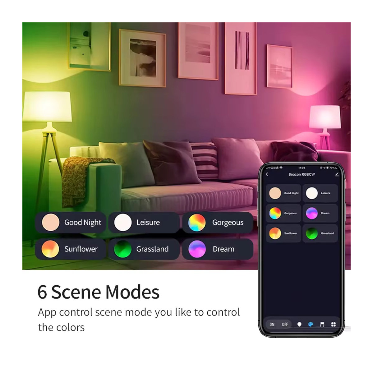 Aamasun Smart LED Lampe E27 RGB Bunt mit Tuya Smart Life App Steuerung und Timer Funktion, dimmbar - Bild 5