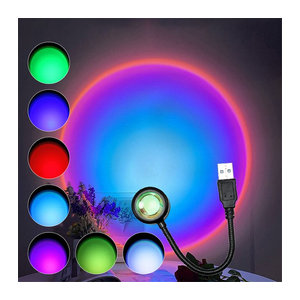 Aamasun USB LED Sonnenuntergang Lampe Bunt mit Aluminium Gehäuse als Nachtlicht und Projektor für Party und Dekoration