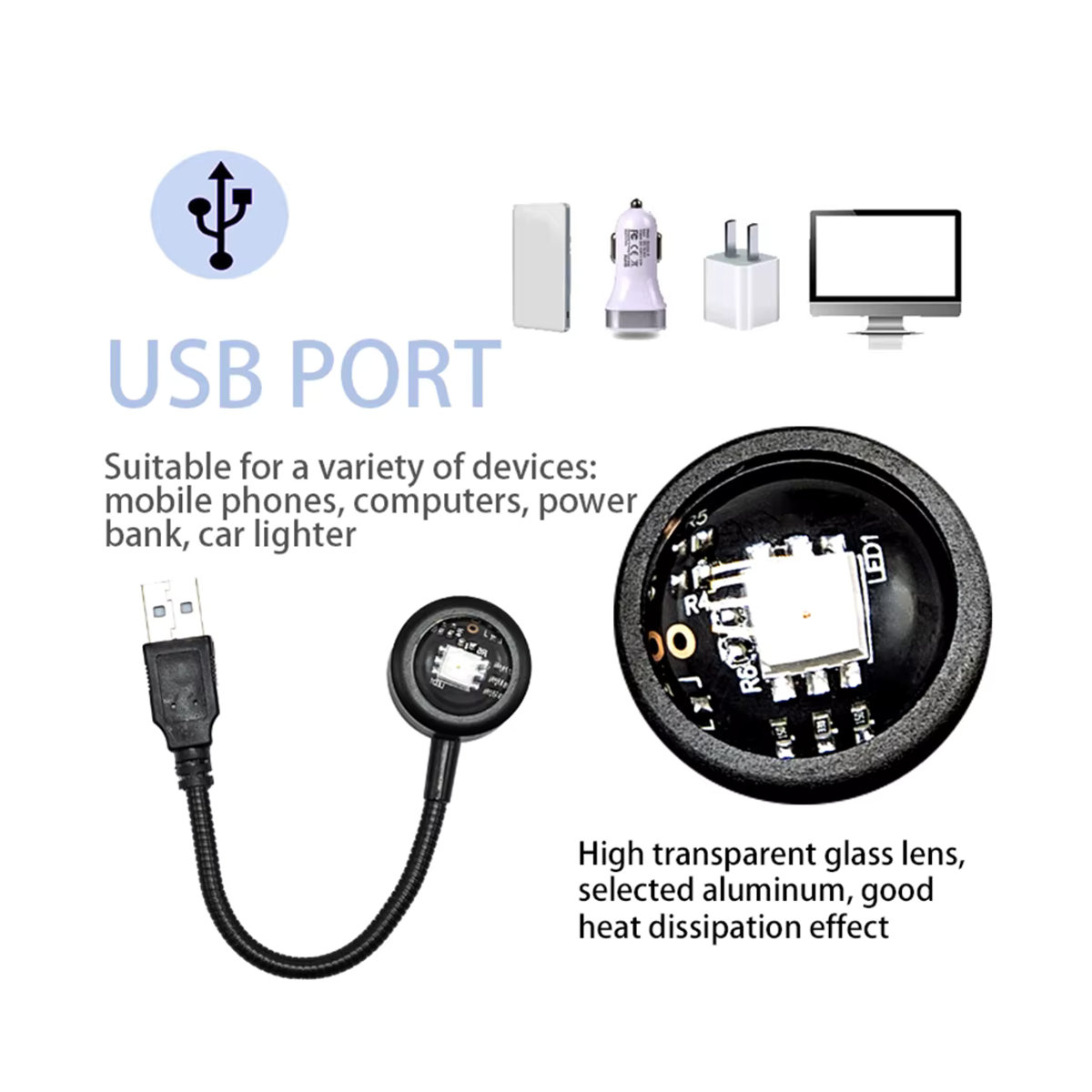 Aamasun USB LED Sonnenuntergang Lampe Bunt mit Aluminium Gehäuse als Nachtlicht und Projektor für Party und Dekoration - Bild 3
