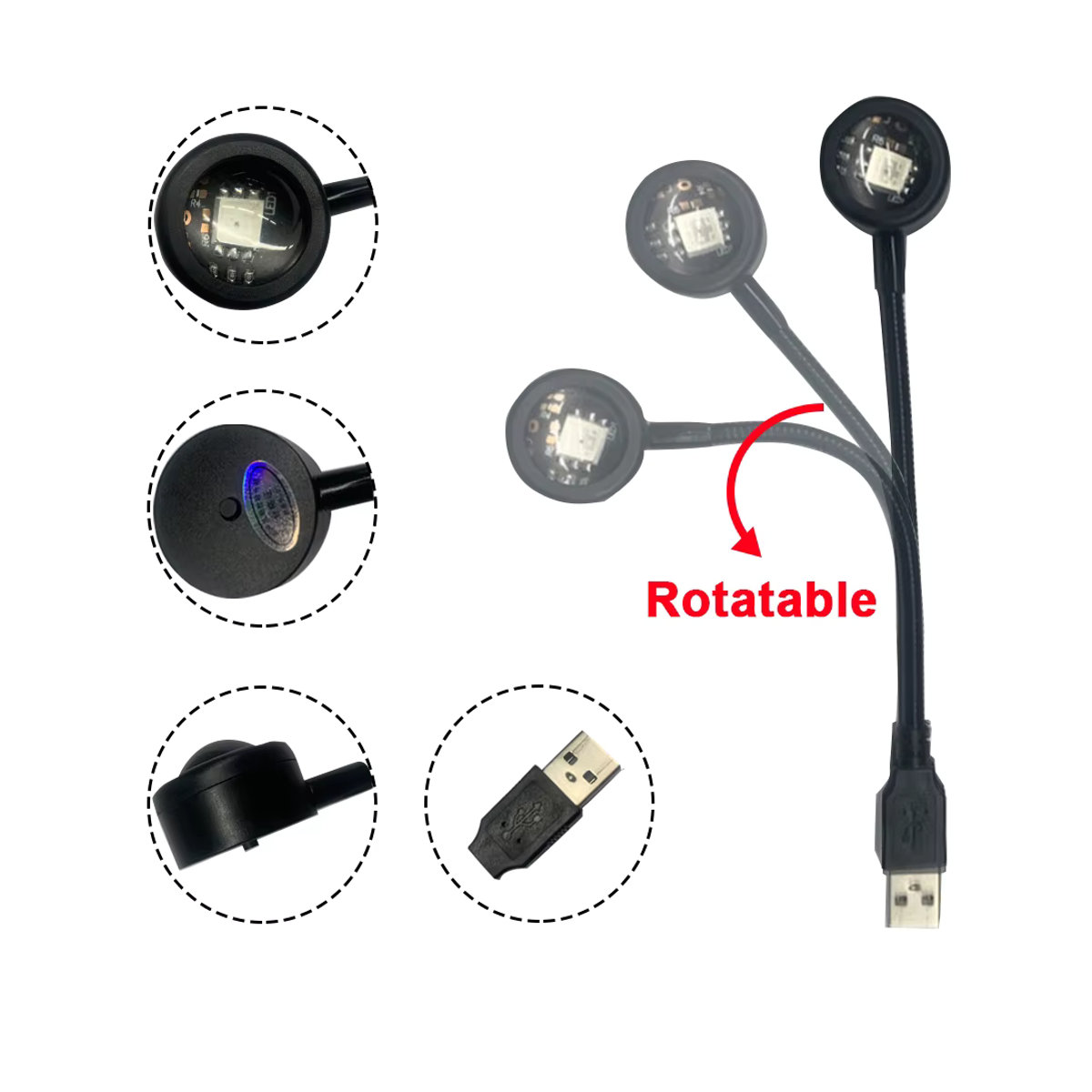 Aamasun USB LED Sonnenuntergang Lampe Bunt mit Aluminium Gehäuse als Nachtlicht und Projektor für Party und Dekoration - Bild 4