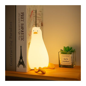 Aamasun USB wiederaufladbare LED Tischlampe Ente aus Silikon in Weiß als kreatives Nachtlicht und Stimmungslicht für Kinder und Raumdekoration