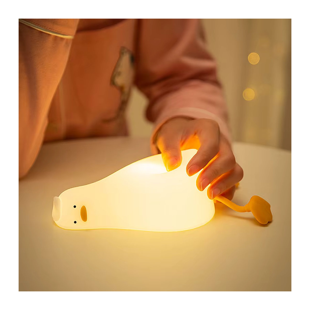 Aamasun USB wiederaufladbare LED Tischlampe Ente aus Silikon in Weiß als kreatives Nachtlicht und Stimmungslicht für Kinder und Raumdekoration - Bild 4