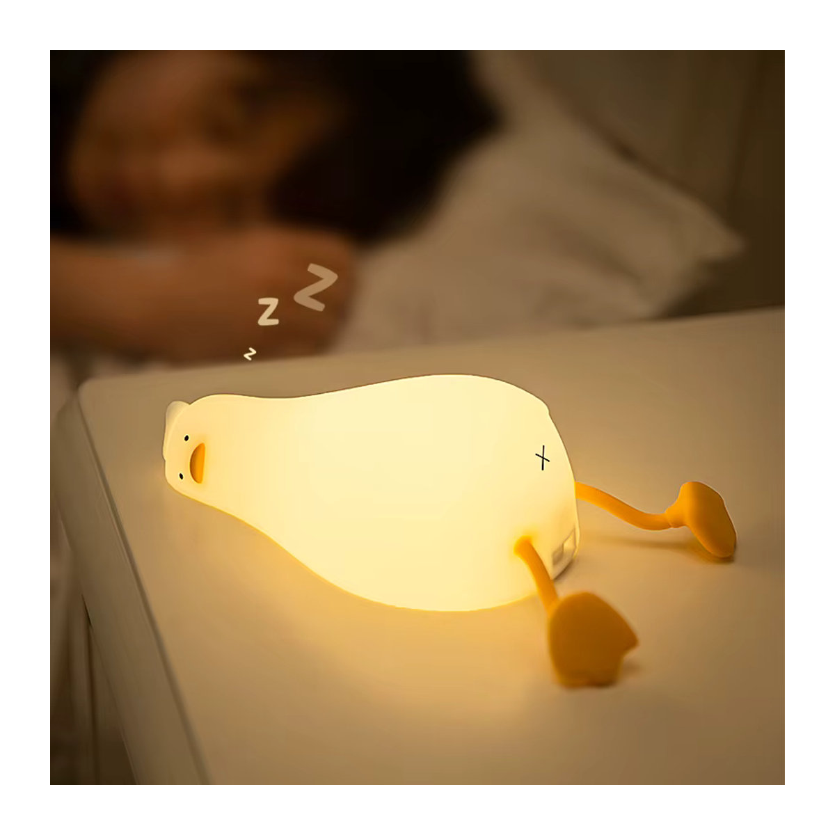 Aamasun USB wiederaufladbare LED Tischlampe Ente aus Silikon in Weiß als kreatives Nachtlicht und Stimmungslicht für Kinder und Raumdekoration - Bild 5