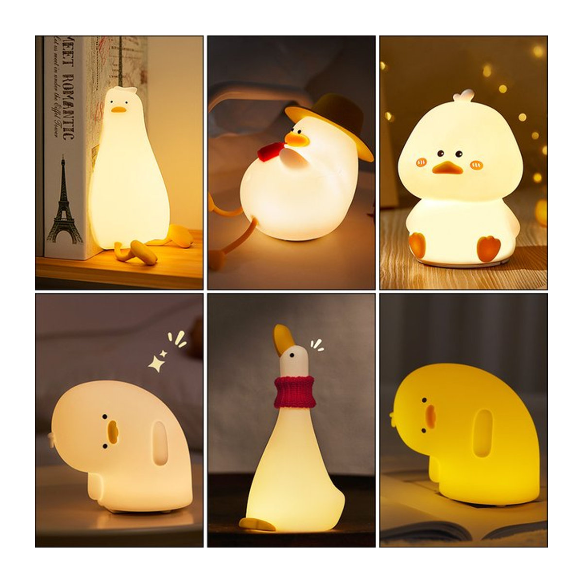 Aamasun Wiederaufladbare LED-Nachtlicht Entenschlag-Silikonlampe in Weiß für Kinder und Nachttisch - Bild 1