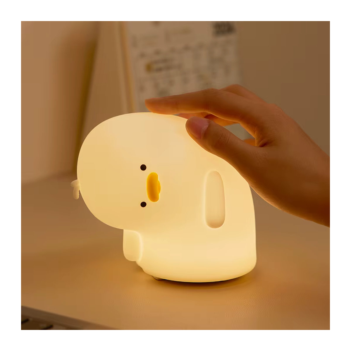 Aamasun Wiederaufladbare LED-Nachtlicht Entenschlag-Silikonlampe in Weiß für Kinder und Nachttisch - Bild 4
