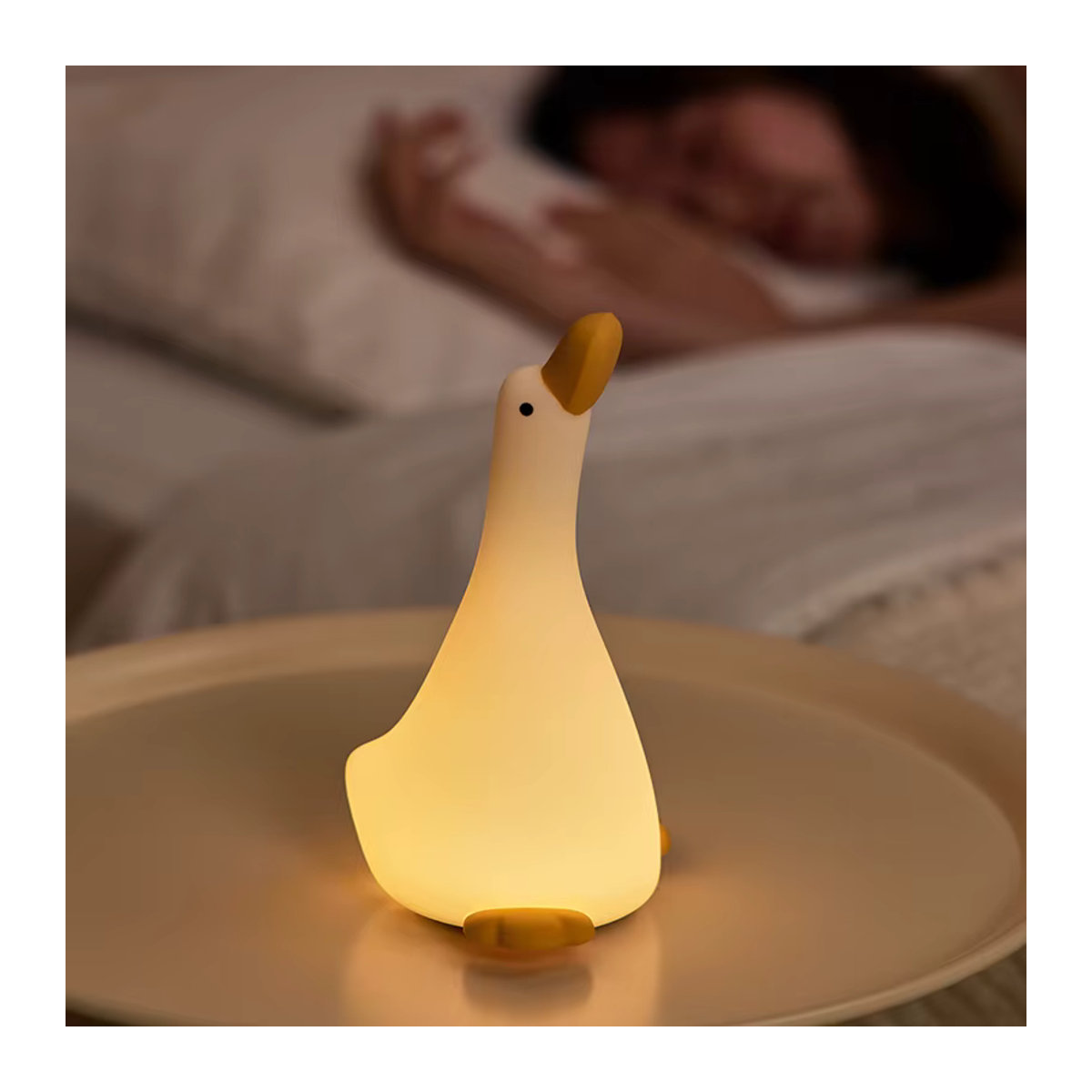 Aamasun Wiederaufladbare LED-Nachtlicht Entenschlag-Silikonlampe in Weiß für Kinder und Nachttisch - Bild 5