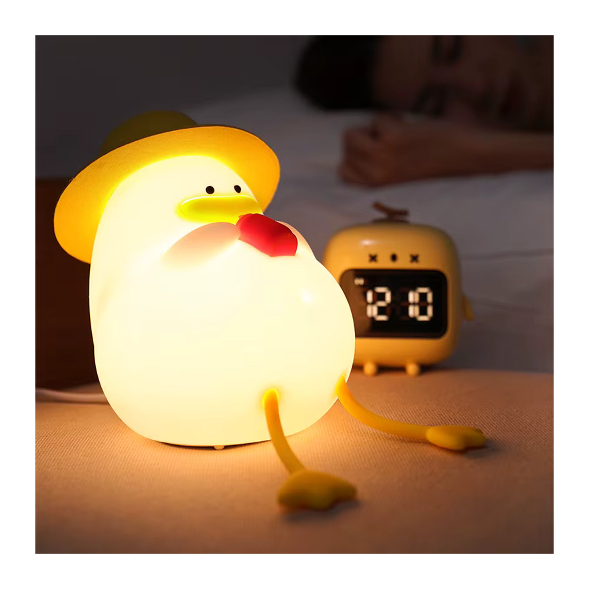 Aamasun Wiederaufladbare LED-Nachtlicht Entenschlag-Silikonlampe in Weiß für Kinder und Nachttisch - Bild 6