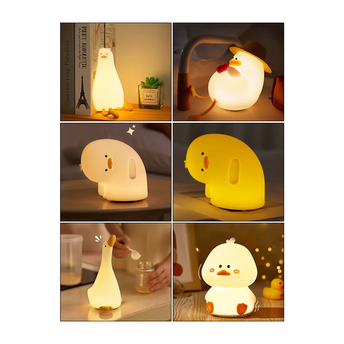 Aamasun Wiederaufladbare LED-Nachtlicht Entenschlag-Silikonlampe in Weiß für Kinder und Nachttisch - Bild 7