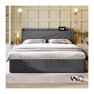 AB Store Polsterbett mit Stauraum und USB-Typ-C-Ladefunktion in Grau, B/T/H: 180 x 200 x 107 cm