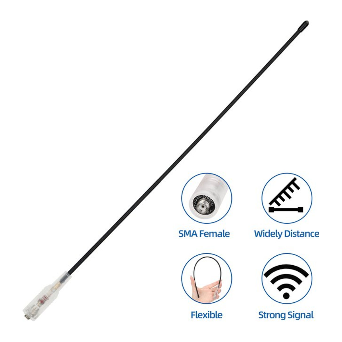 ABBREE Walkie Talkie Antenne AR-771T VHF/UHF mit SMA-Buchse in Schwarz für Baofeng BF-888S, UV-5R, UV-32, UV-21 PRO und Quansheng TK11, UV-K6 - Bild 1