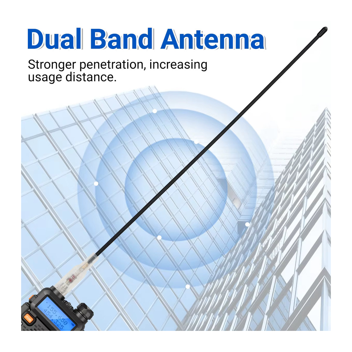 ABBREE Walkie Talkie Antenne AR-771T VHF/UHF mit SMA-Buchse in Schwarz für Baofeng BF-888S, UV-5R, UV-32, UV-21 PRO und Quansheng TK11, UV-K6 - Bild 2