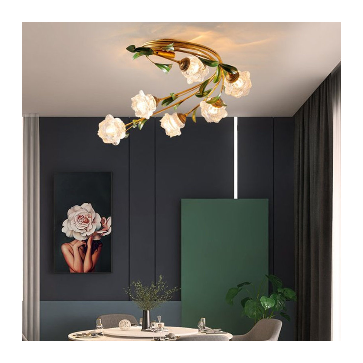 ABCZ LED Deckenlampe aus Glas in Grün im Retro-Design für Wohnzimmer, Schlafzimmer und Esszimmer - Bild 1