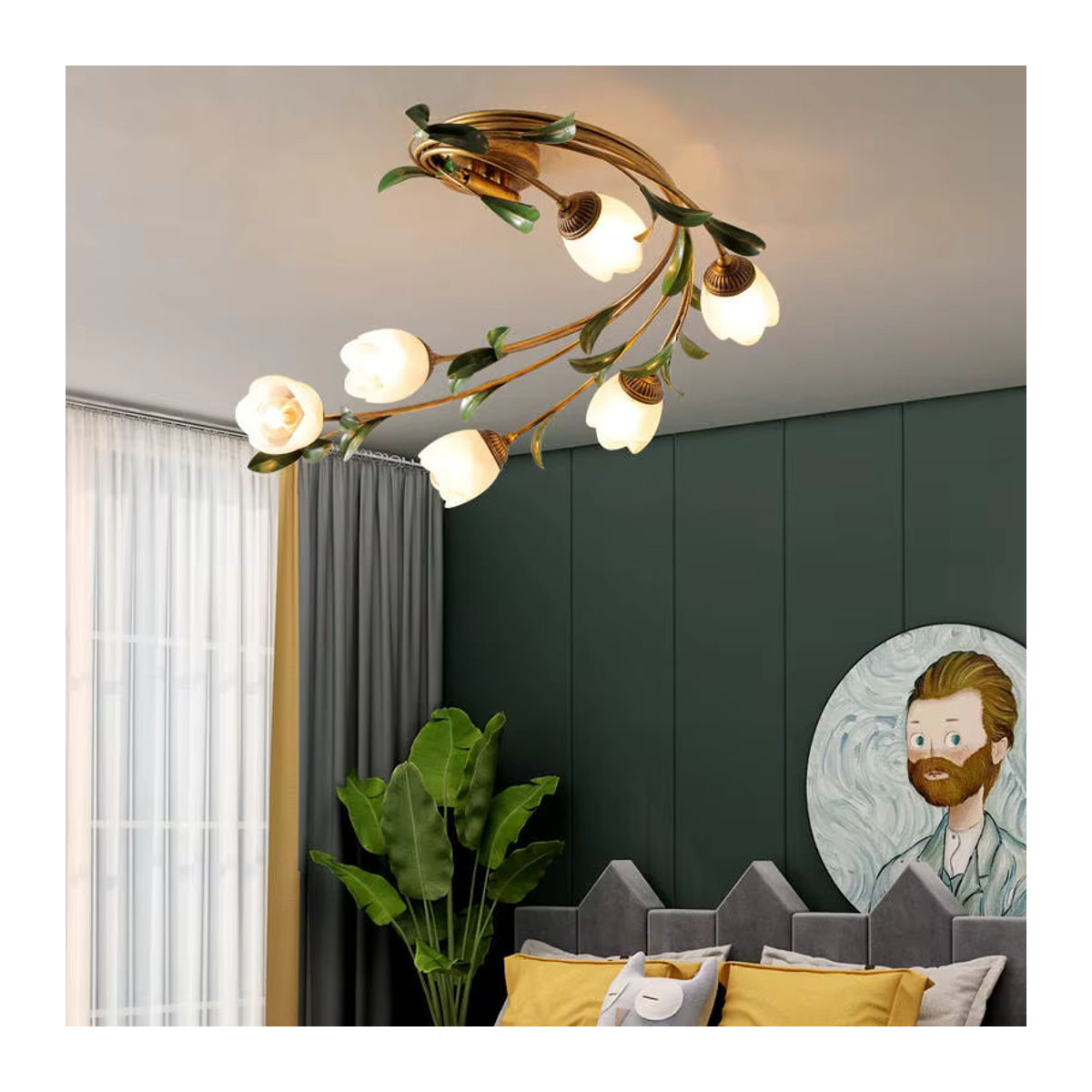 ABCZ LED Deckenlampe aus Glas in Grün im Retro-Design für Wohnzimmer, Schlafzimmer und Esszimmer - Bild 4