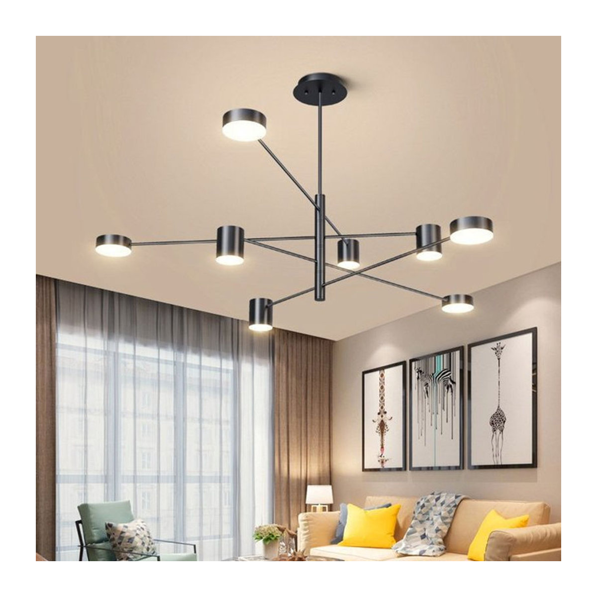 ABCZ Modern LED Kronleuchter aus Metall für Wohnzimmer Esszimmer und Schlafzimmer in Schwarz oder Weiß - Bild 1