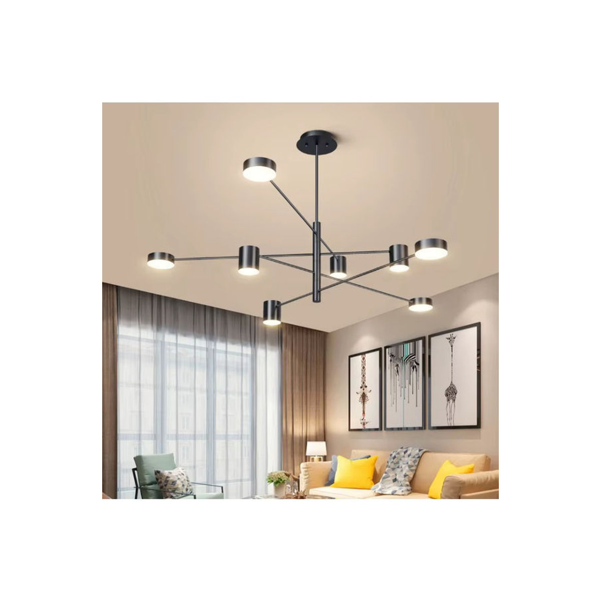 ABCZ Modern LED Kronleuchter aus Metall für Wohnzimmer Esszimmer und Schlafzimmer in Schwarz oder Weiß - Bild 3