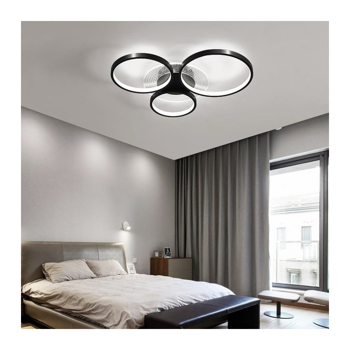 ABCZ Moderner LED Kronleuchter in Ringform für dein Wohnzimmer in Schwarz/Gold - Bild 1