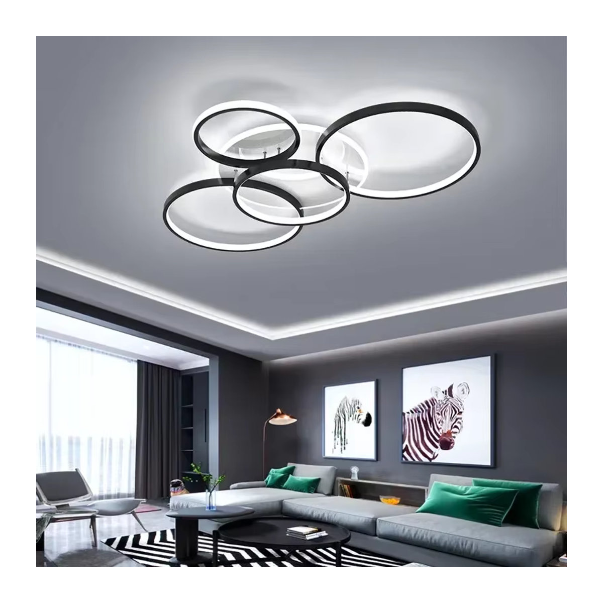 ABCZ Moderner LED Kronleuchter in Ringform für dein Wohnzimmer in Schwarz/Gold - Bild 2
