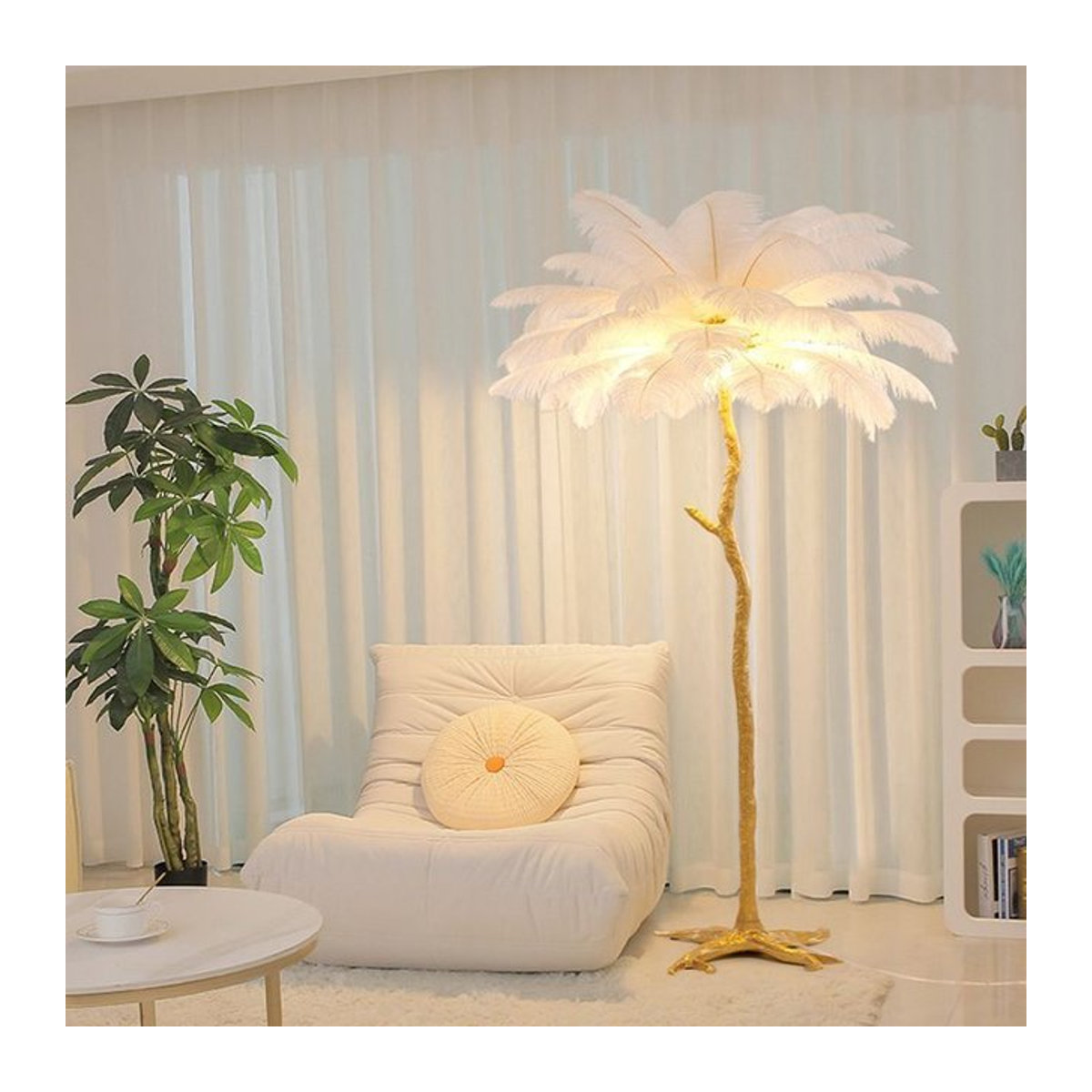 ABCZ Nordic Feder Stehlampe im skandinavischen Design für Schlafzimmer und Wohnräume - Bild 1