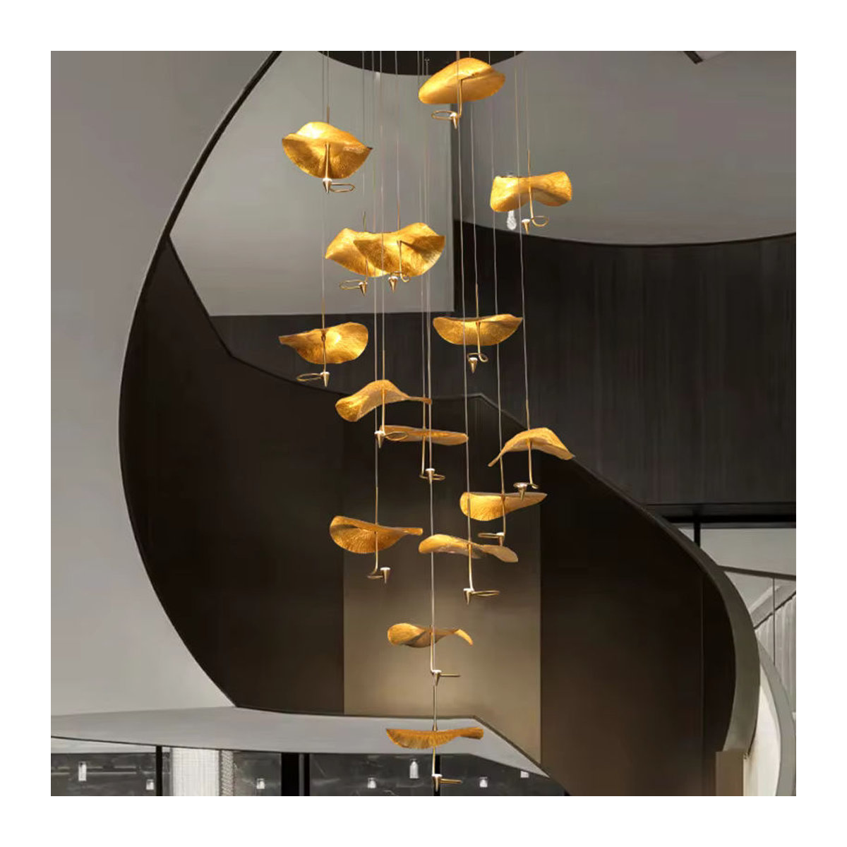 ABCZ Pendelleuchte Lotus Design aus Metall in Gold für Wohnzimmer und Esszimmer - Bild 2