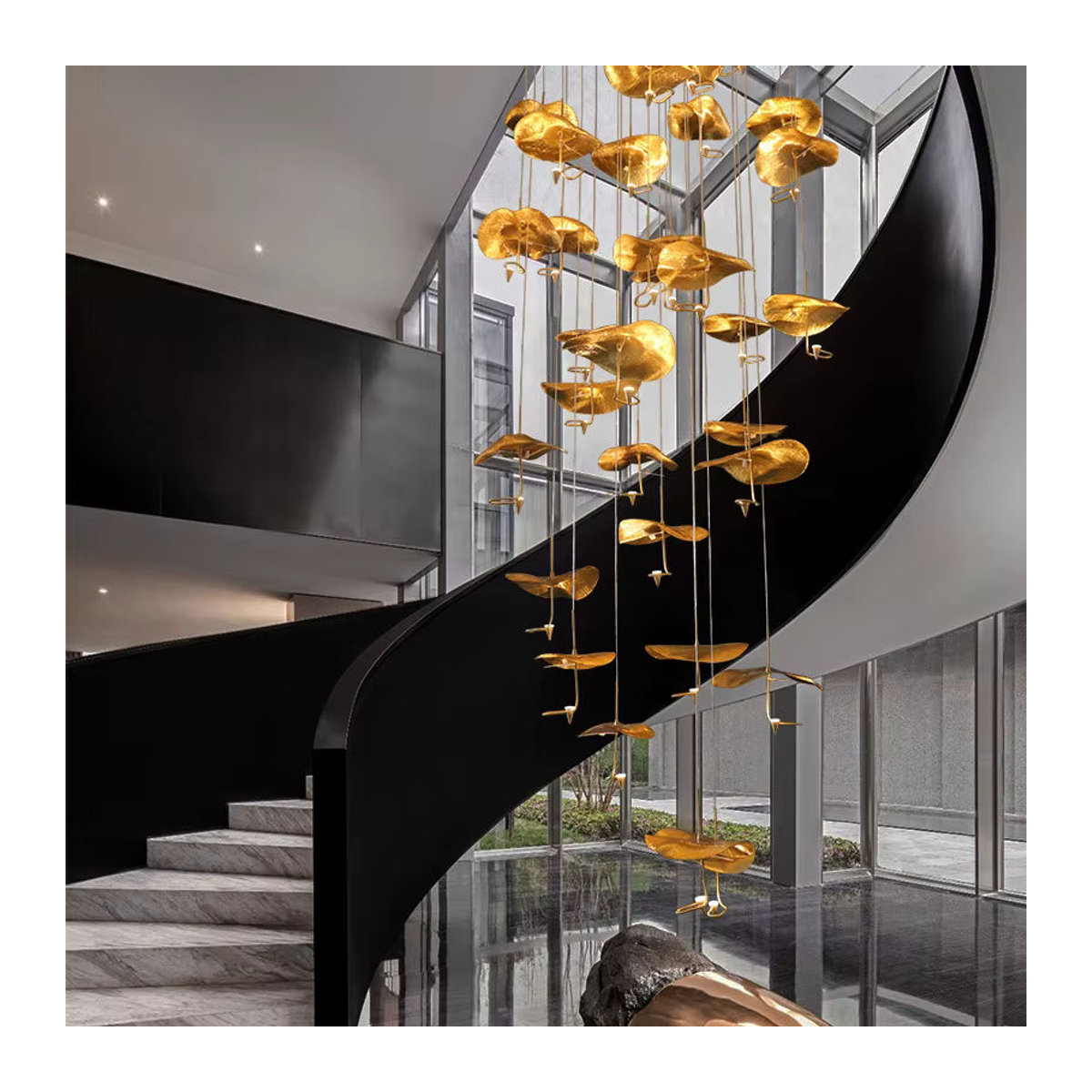 ABCZ Pendelleuchte Lotus Design aus Metall in Gold für Wohnzimmer und Esszimmer - Bild 5