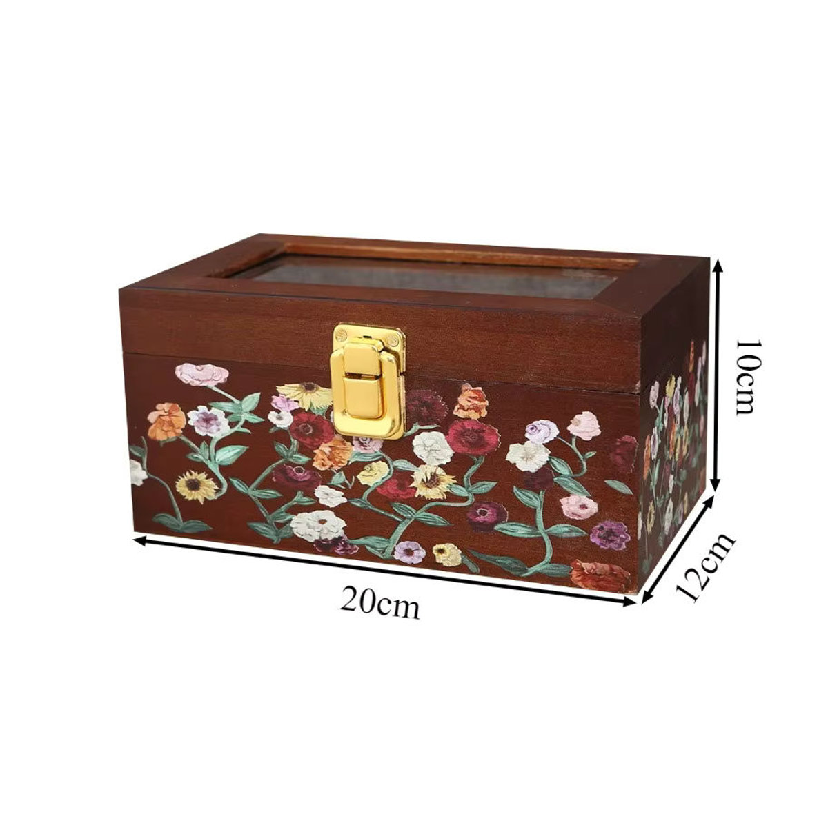 Abdo Holz-Schmuckschatulle in Braun mit transparentem Deckel und Schloss als Vintage Schmuck-Organizer für Ringe, Ohrringe, Armbänder und Halsketten - Bild 6