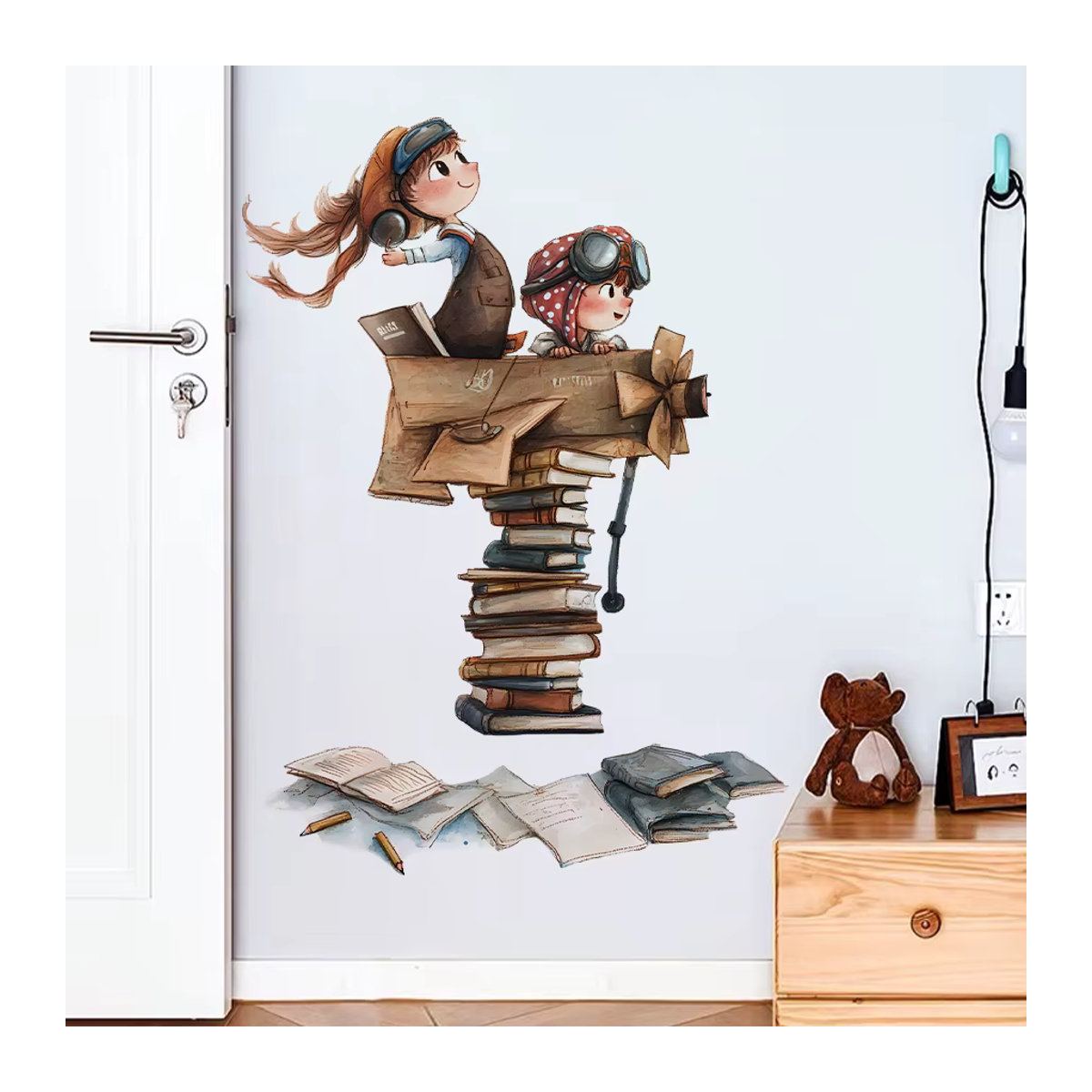 Abnehmbarer PVC Wandaufkleber Träume und Bücher für Kinderzimmer und Kindergarten in Mehrfarbig - Bild 3
