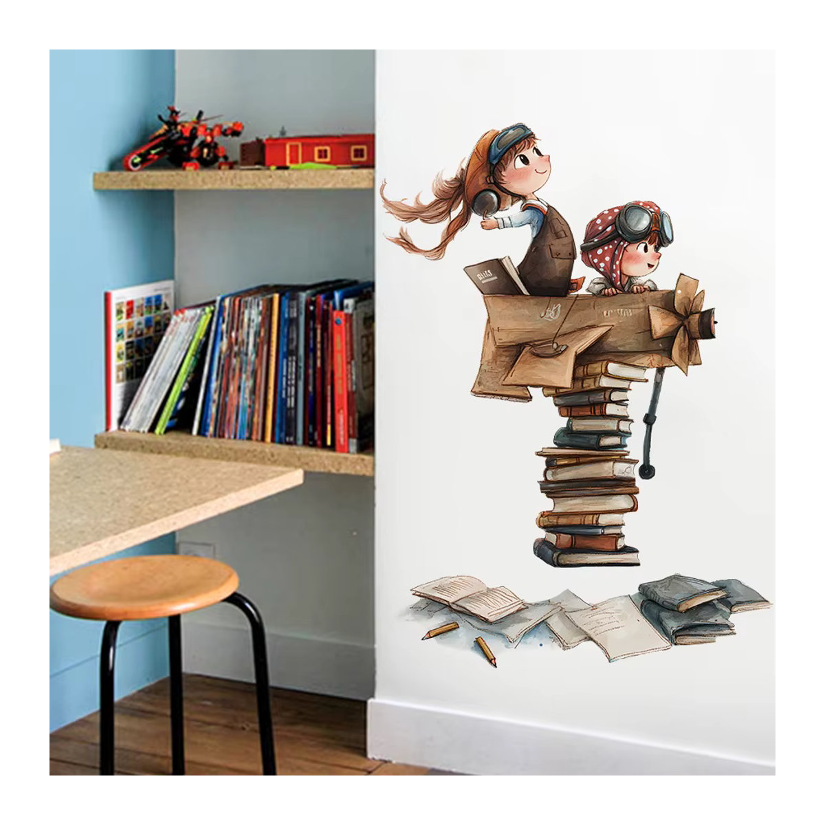 Abnehmbarer PVC Wandaufkleber Träume und Bücher für Kinderzimmer und Kindergarten in Mehrfarbig - Bild 4