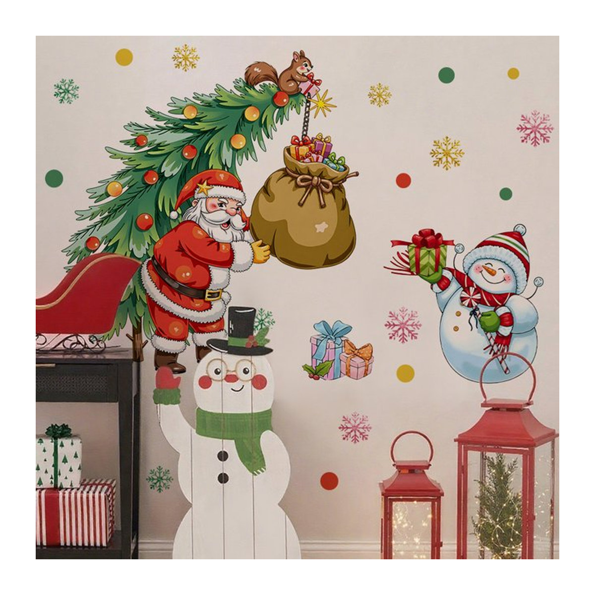 Abnehmbarer Weihnachtsmann Wandaufkleber aus PVC für Kinderzimmer und Babyzimmer, mehrfarbig - Bild 1