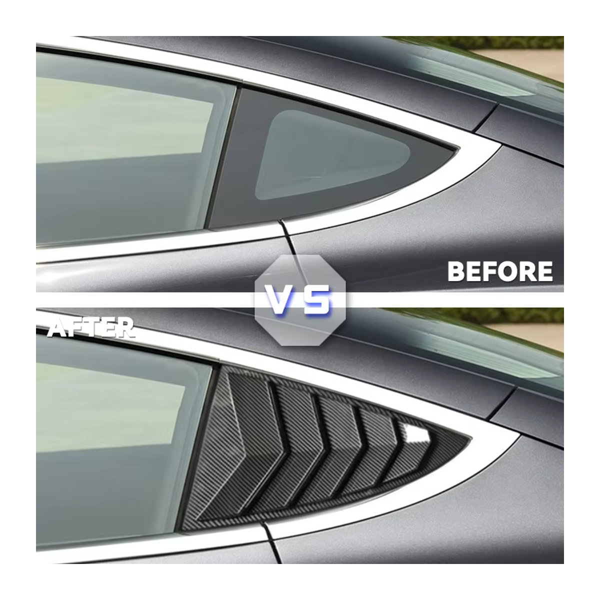 ABS Fensterabdeckung für Tesla Modell 3 2017-2024 Highland Seitliche Louver Dreieck Trim Zubehör in Schwarz - Bild 2